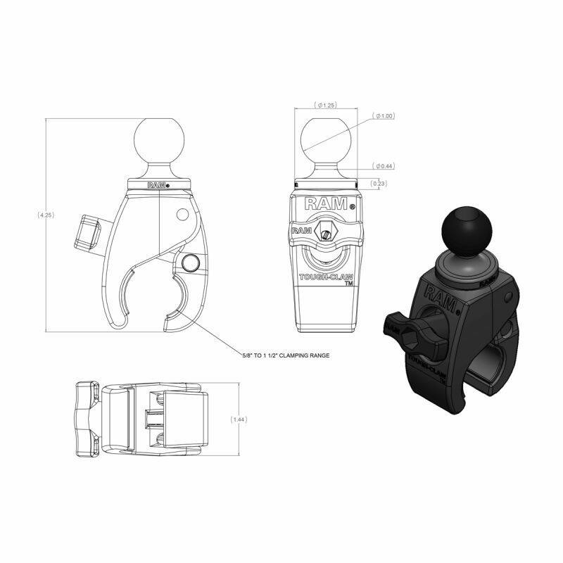 RAM Action Camera Mount with Tough-Claw Base (Small) & Short Arm