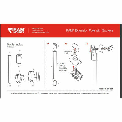 RAM Pipe with Single Socket Arms - 14" PVC