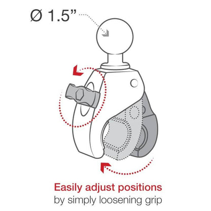 RAM Tough-Claw Adjustable Mount - Small - C Series - with Round Plate