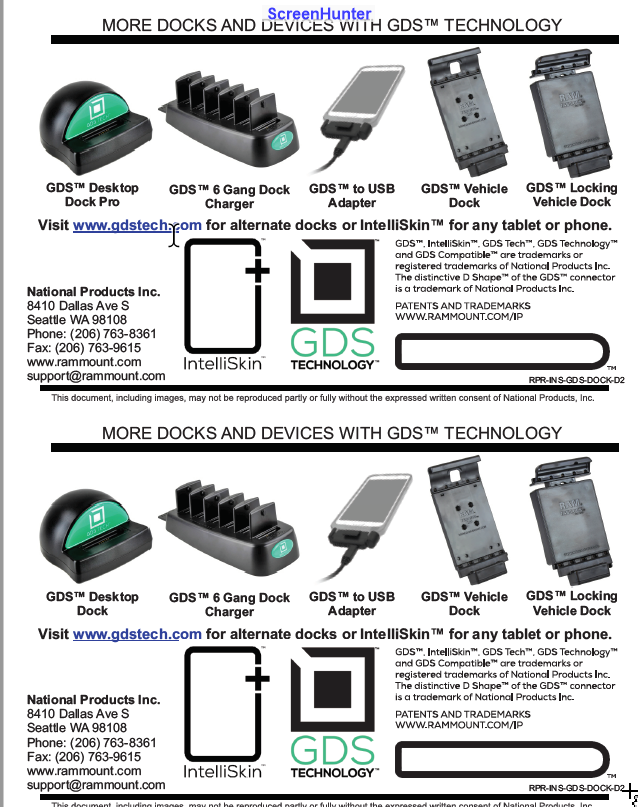 RAM GDS Desktop Dock for IntelliSkin Products